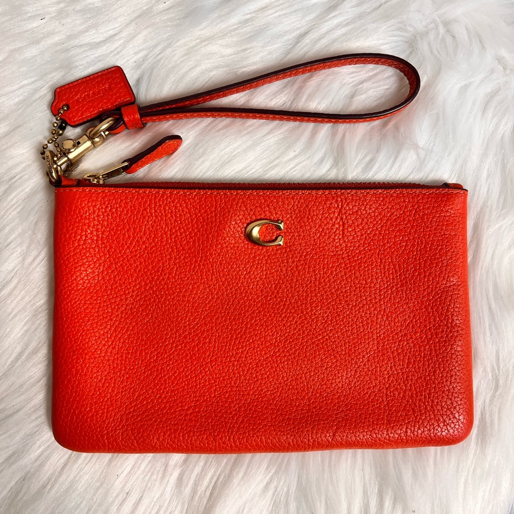 Coach Vibrant Red Leather Wristlet